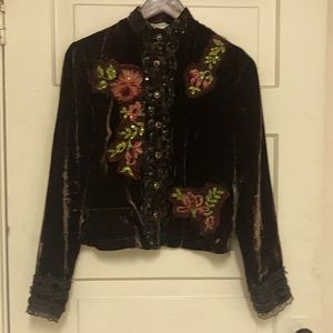 Vintage Alberto Makali Brown Velvet Blazer with Accents